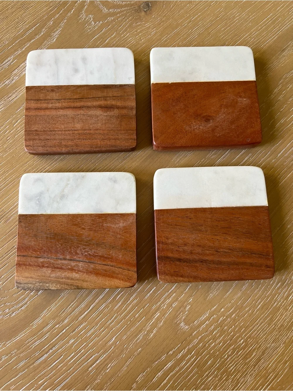 Target Marble and Wood Coaster Set - White and Brown